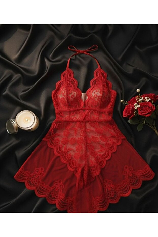 Nar Kırmızı Şık Gecelik Takımı