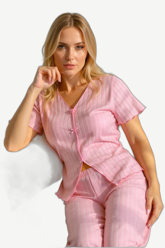 Secret Wear | V-Line Ribbon Pamuklu & Fiyonk Detaylı Mevsimlik Takım